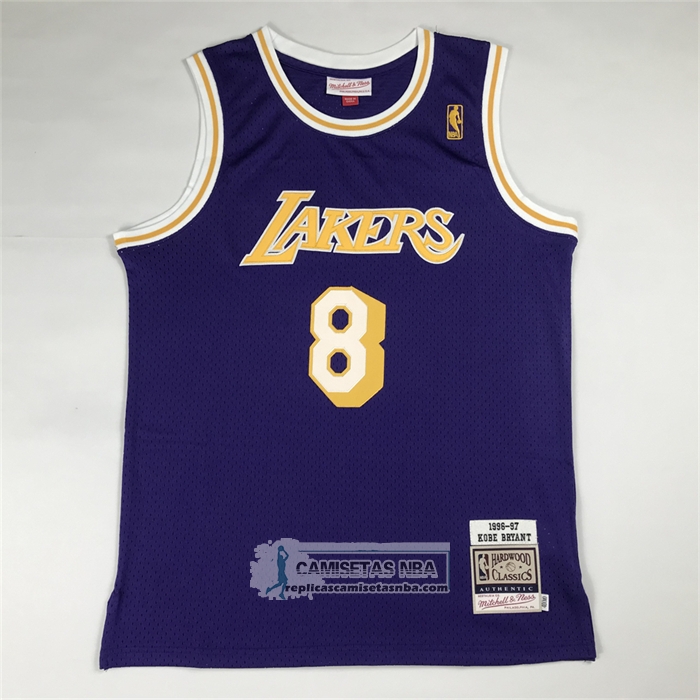 Camiseta Los Angeles Lakers Kobe Bryant NO 8 Autentico 1996-97 Violeta